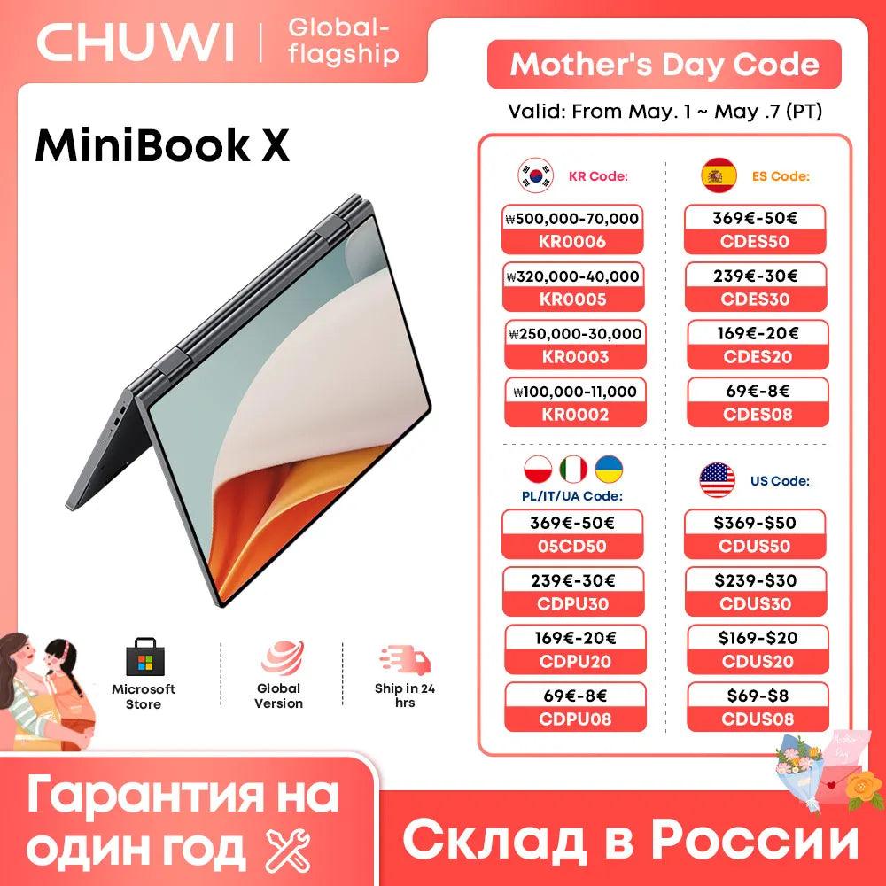 CHUWI MiniBook X Laptop Tablet 2-in-1 Yoga Mode 10.51" Intel N100 12GB LPDDR5/4 512G SSD Windows 11 Notebook Tablet Laptop  ourlum.com   