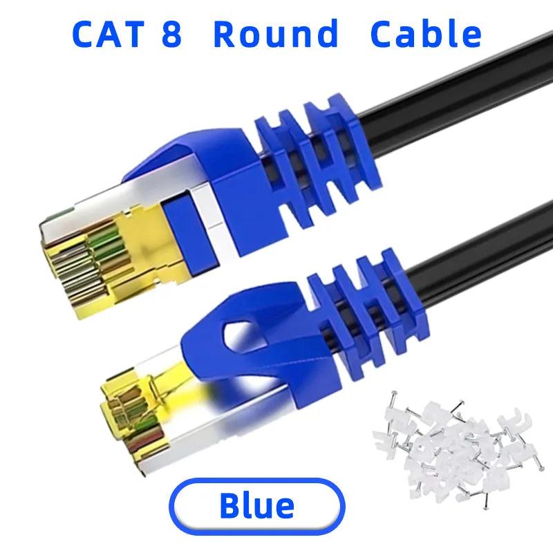 Cat 8 Ethernet Cable - High-Speed 40Gbps Internet Network Patch Cord  ourlum.com Blue-Cat 8 Round 0.5m 