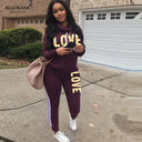 2 Piece Set Women Outfit LOVE Letter Print Tracksuit Plus Size