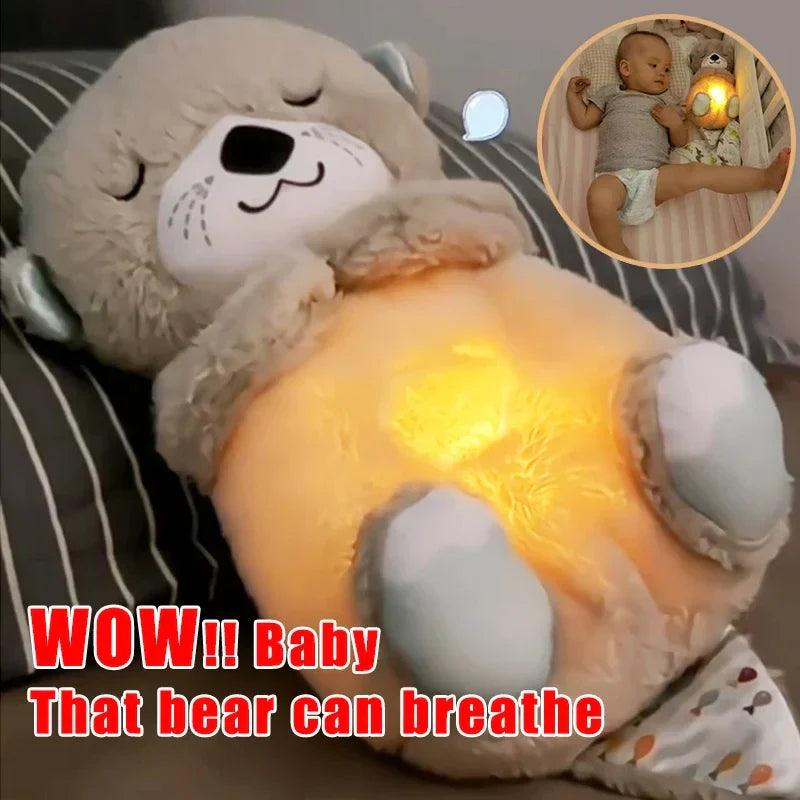 New Baby Breath Baby Bear Soothes Otter Plush Toy Doll Toy Child Soothing Music Sleep Companion Sound And Light Doll Toy Gifts  ourlum.com   