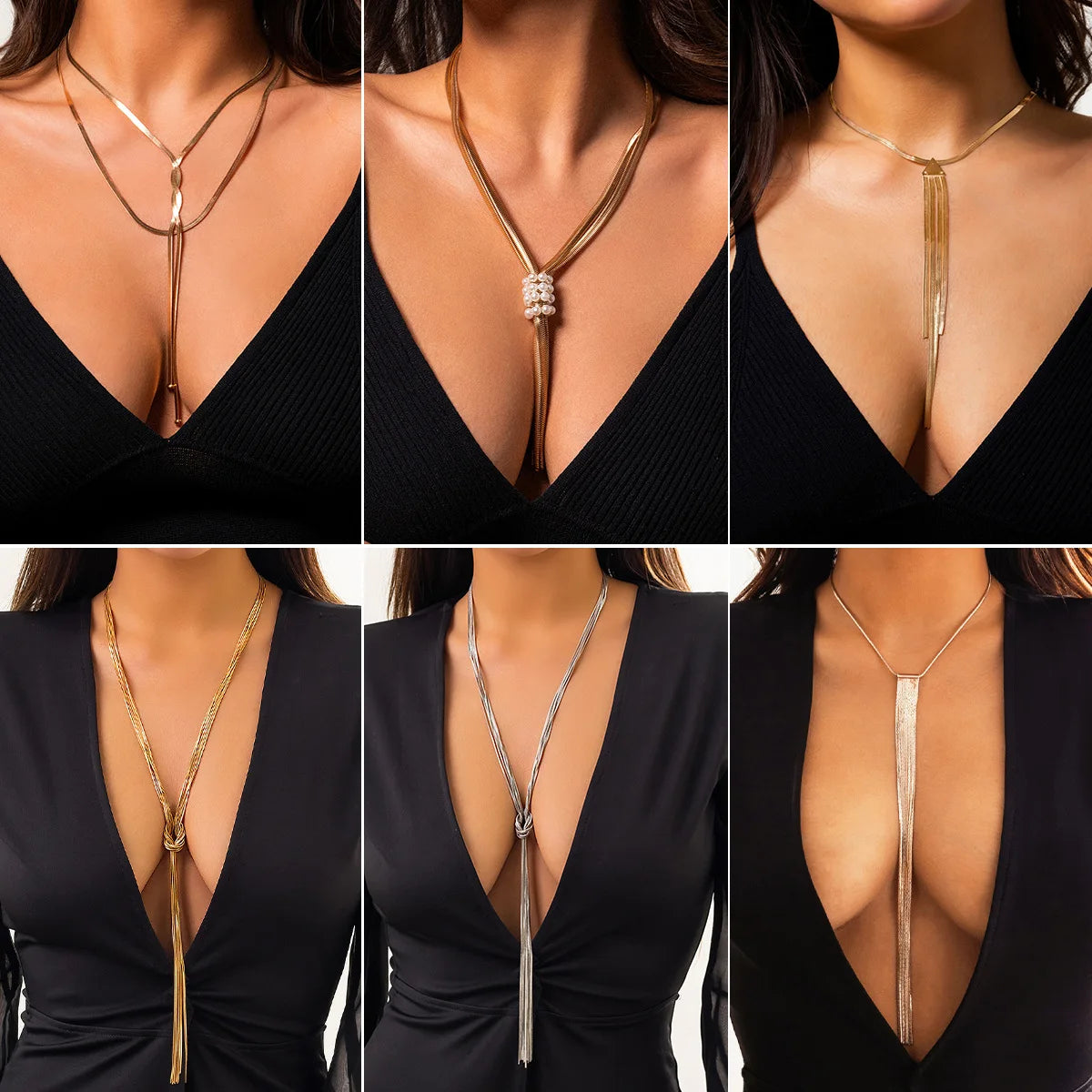 Kpop Adjustable Flat Snake Long Chain Necklace for Women Wed Temperament Weave Link Choker Chest Neck Jewelry Gift 2024 New