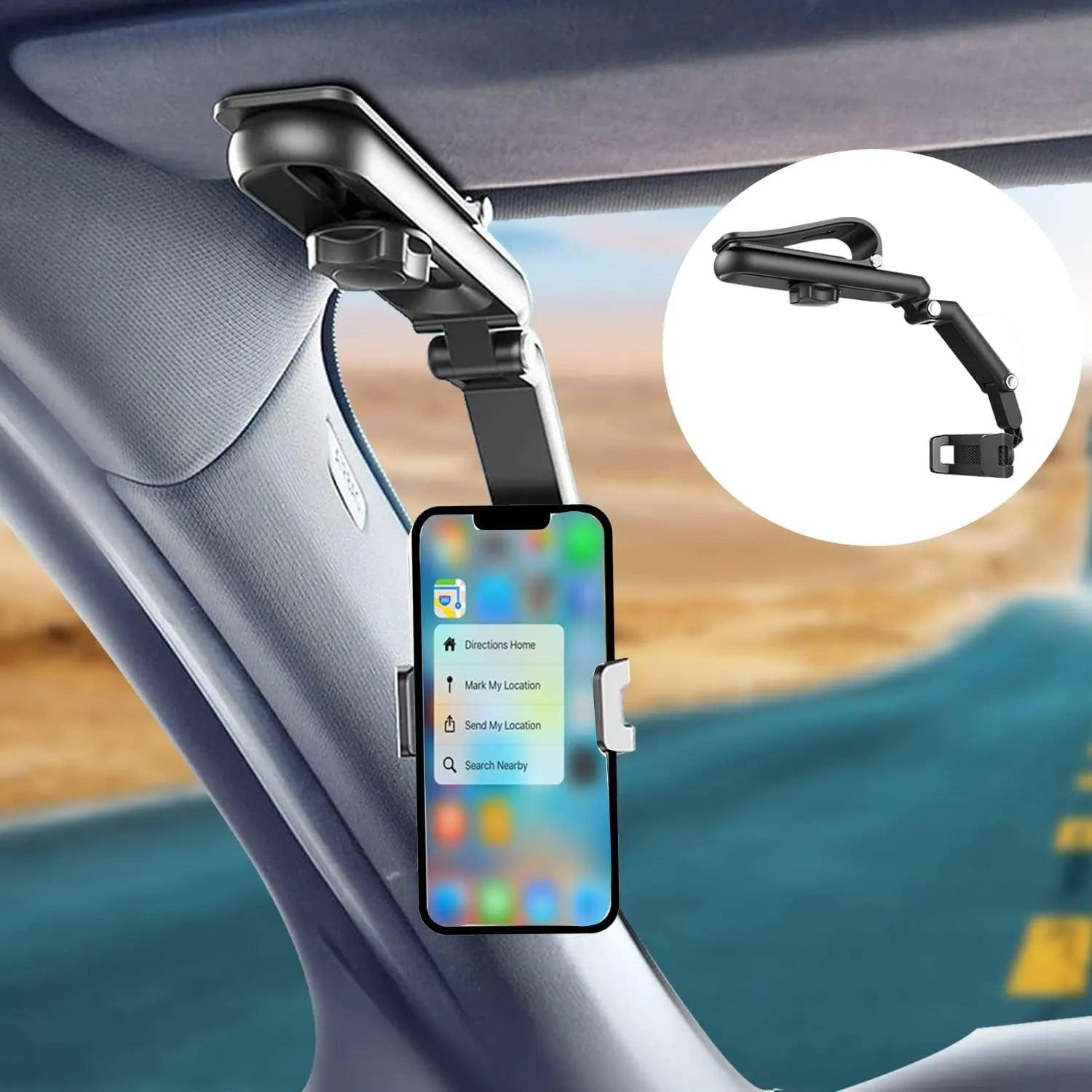 Car Sun Visor Phone Holder: 360° Rotating Multifunctional Mount for iPhone/Samsung/Android  ourlum.com   