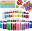 HTVRONT 150g 15 Colors Holographic Chunky Glitter Powder Set