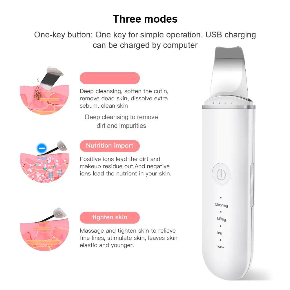 Ultrasonic Skin Scrubber: Advanced Skin Renewal & Nutrient Infusion