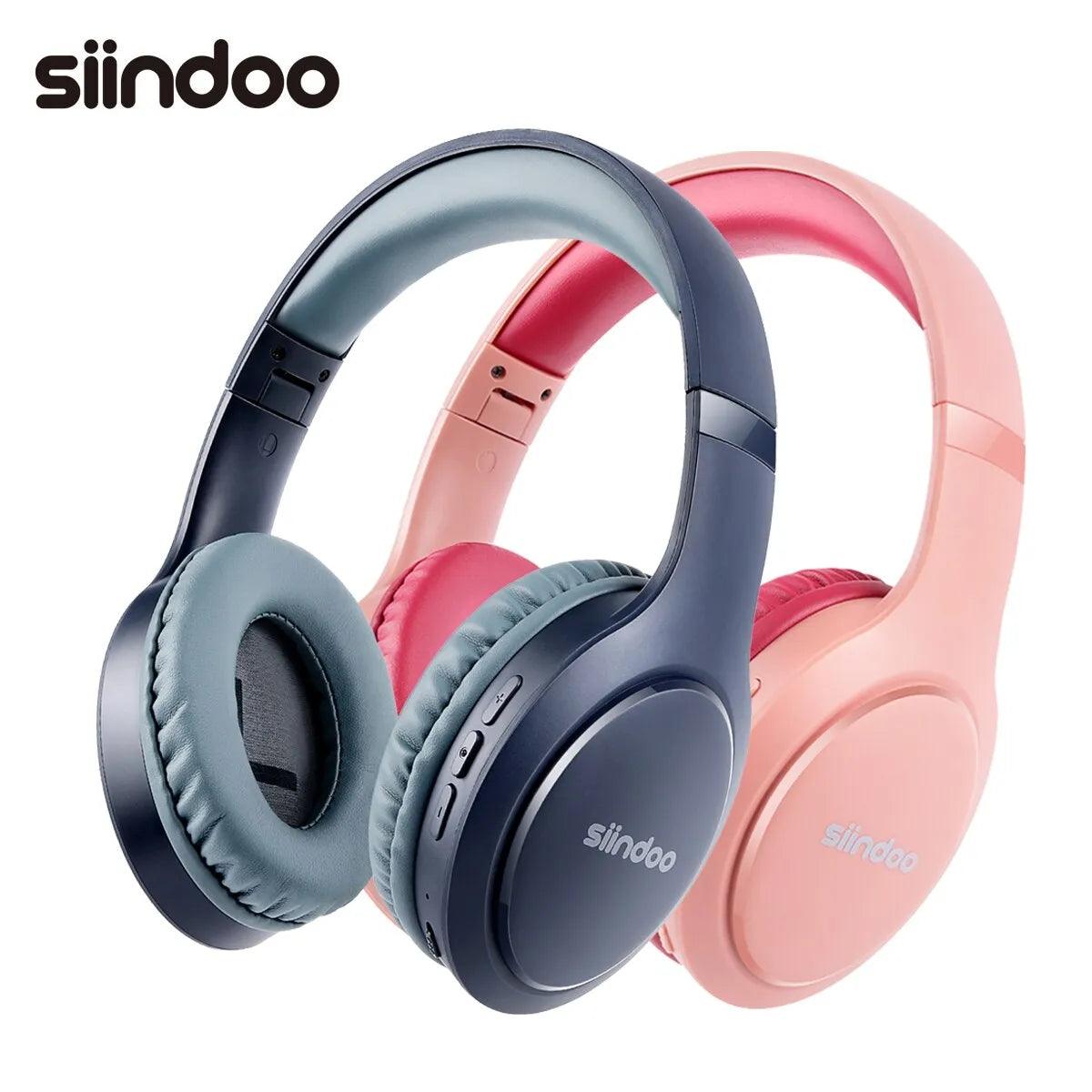 Pink&Blue Siindoo JH-919 Wireless Bluetooth Headphones - Foldable Stereo Earphones with Super Bass and Noise Cancelling Mic  ourlum.com   