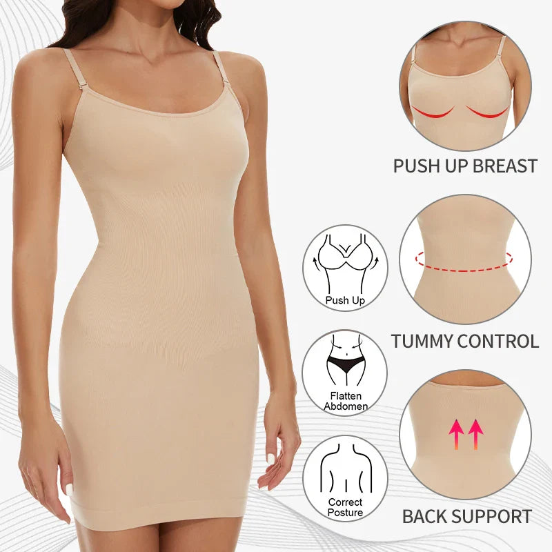 Seamless Tummy Control Shapewear Slip for Women - Smooth Body Shaper Dress Essential