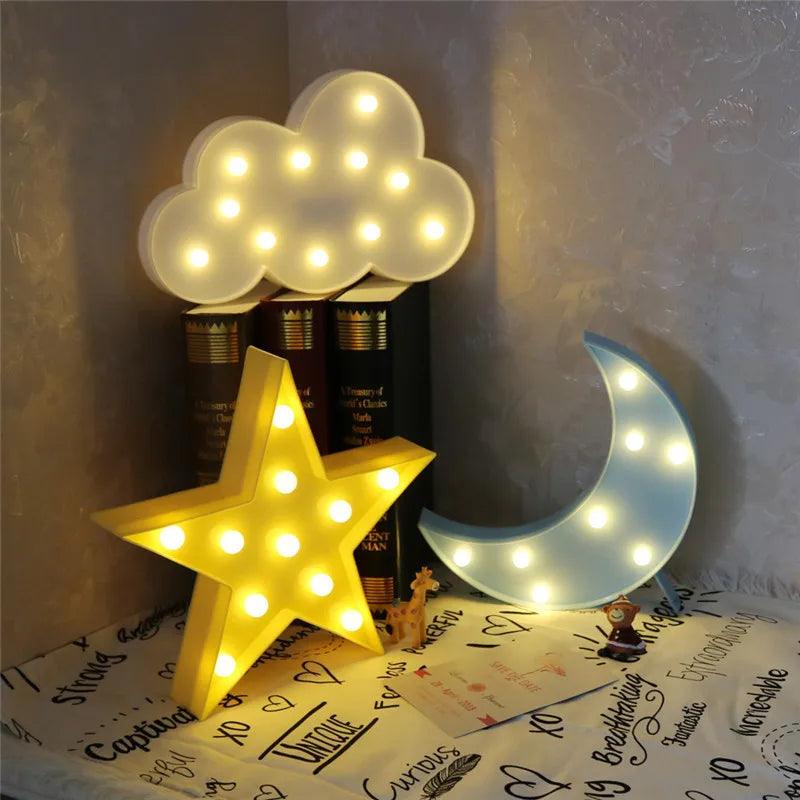 Lovely Cloud Star Moon LED 3D Light Night Light Kids Gift Toy For Baby Children Bedroom Toilet Lamp Decoration Indoor Lighting  ourlum.com   