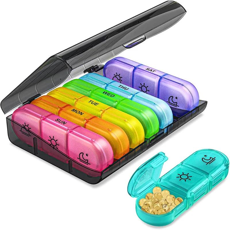 7-Day Pill Organizer with 21 Grids and 3 Daily Compartments - Large Capacity Portable Medication Case  ourlum.com   