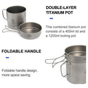 Ultralight Titanium Camping Pot 1100ML with Folding Handles