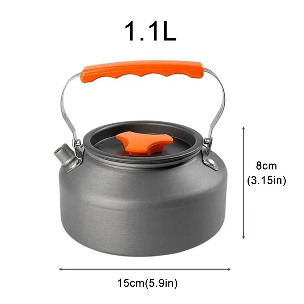 Lightweight 1.1L Aluminium Alloy Camping Kettle for Outdoor Hiking and Travel