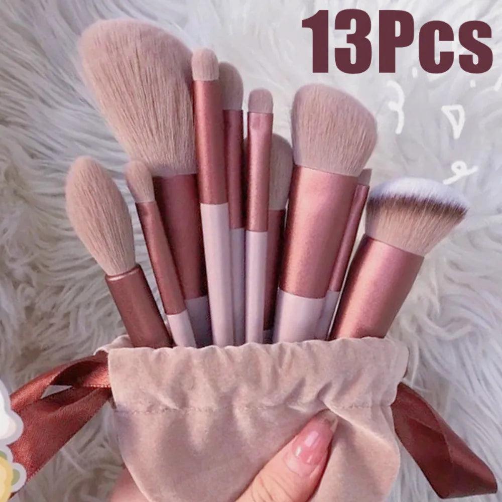 Ultimate Beauty 13-Piece Makeup Brush Set - Variety of Soft Hair Brushes in 3 Chic Colors for Flawless Application  ourlum.com   