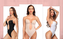 Backless Deep V Neck Thong Bodysuit Bra - Invisible Shaper Push Up & Waist Trainer