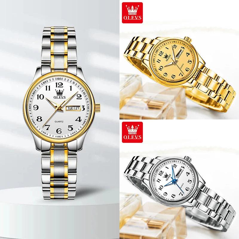 Elegant OLEVS Women's Gold Quartz Wristwatch with Japanese Movement  ourlum.com   