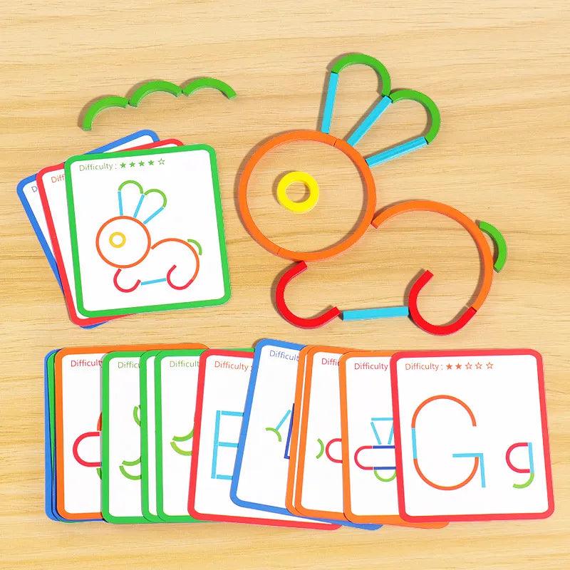 Wooden Creative Sticks Rings Puzzle Game: Color Shape Logic Skills Educational Toy  ourlum.com   