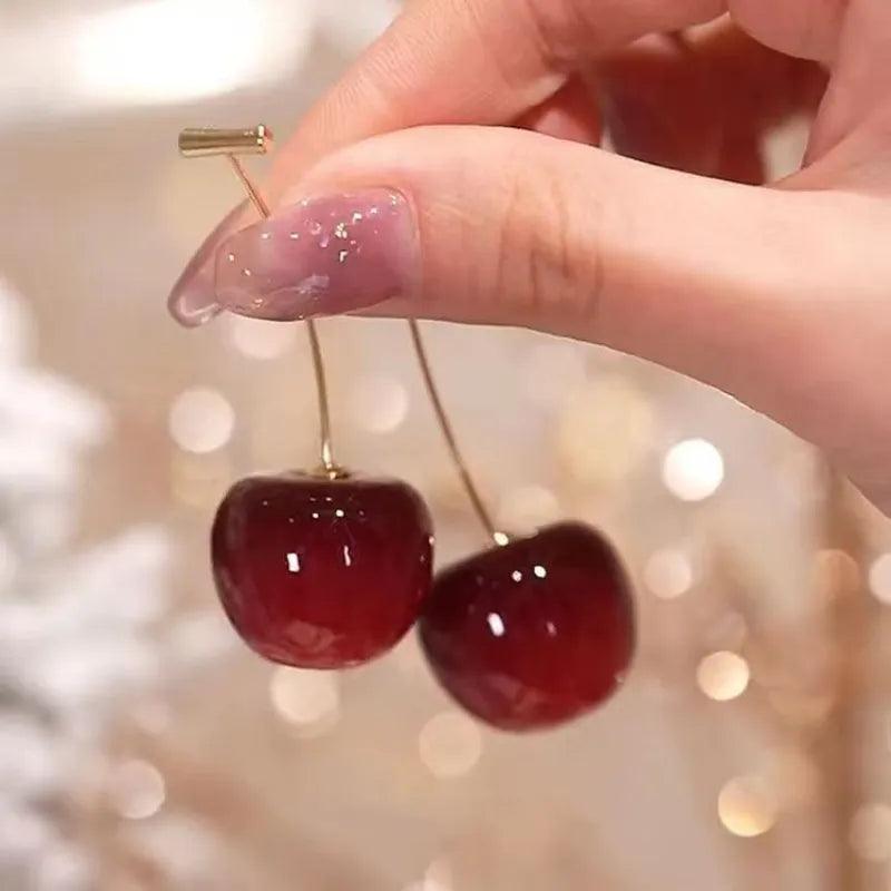 Charming Cherry Drop Earrings - Trendy Korean Style Fruit Jewelry  ourlum.com   