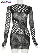 Weird Puss Lace Patchwork Seductive Clubwear Dress Sale