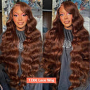 Chocolate Brown Brazilian Human Hair Lace Front Wig 22 Inch