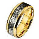 Fashion 8mm Red Beveled Edge Celtic Dragon Ring Men