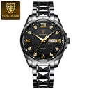 POEDAGAR Men's Quartz Watch Stylish Stainless Steel Timepiece