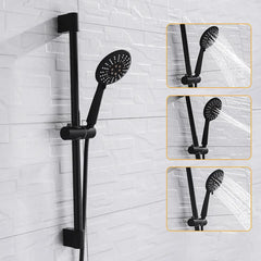 Black Luxe Rain Shower Head Set: High Pressure Sprayer & Wall Mount