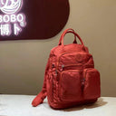 Fashion Woman Backpack Waterproof Nylon Soft Handle Solid Multi-pocket Travel Zipper Feminina School Bags Laptop Backpack  ourlum.com Dirty Orange  