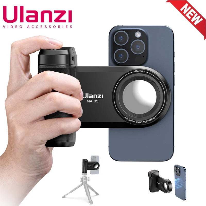 Ulanzi MA35 Phone Selfie Booster Handle Grip Bluetooth Photo stabilizer Holder with Magsafe Shutter Release iPhone Mobile Stand