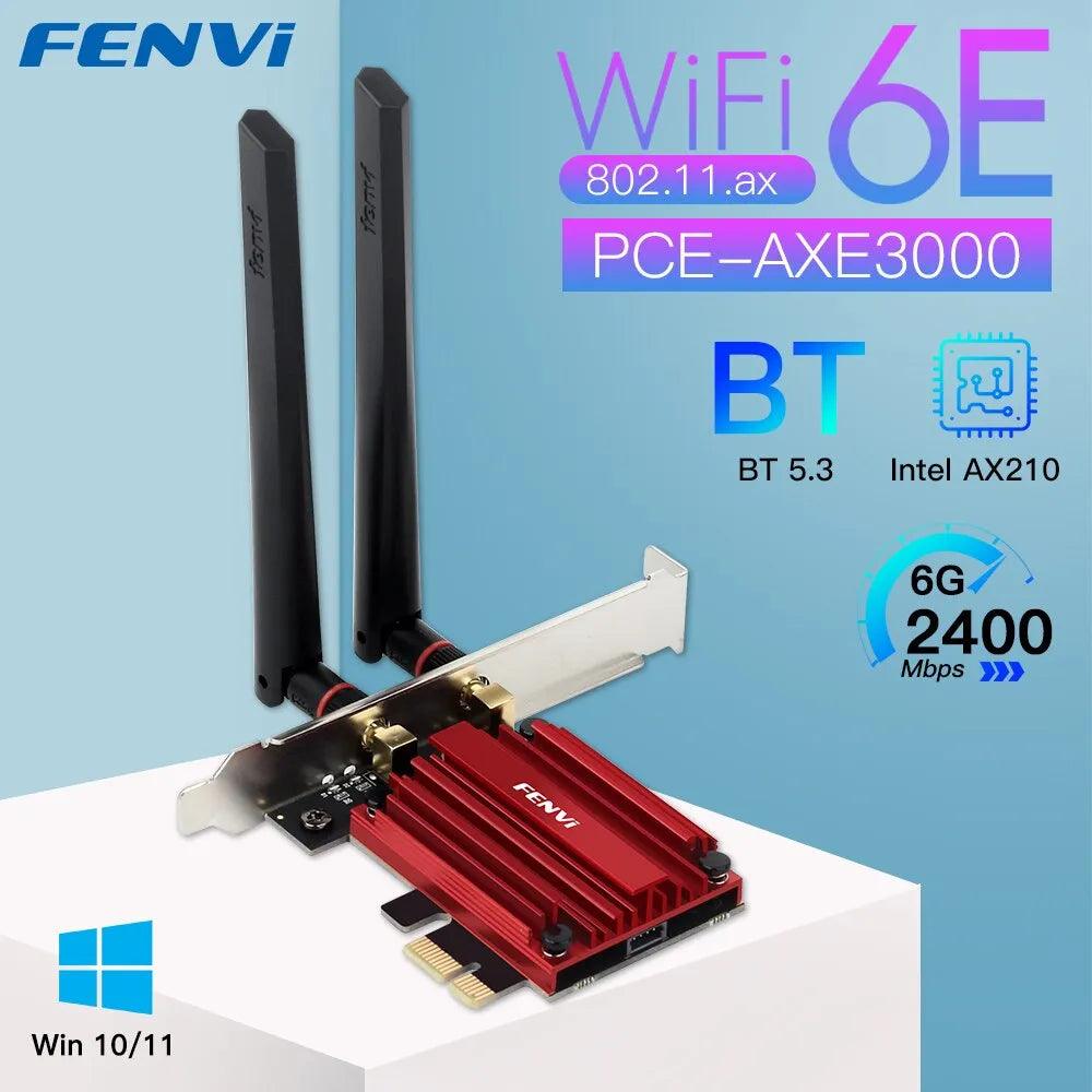 Ultra-Fast Tri-Band WiFi 6E PCIE Adapter with Bluetooth 5.3 - 5374Mbps Speed for Win 10/11  ourlum.com   
