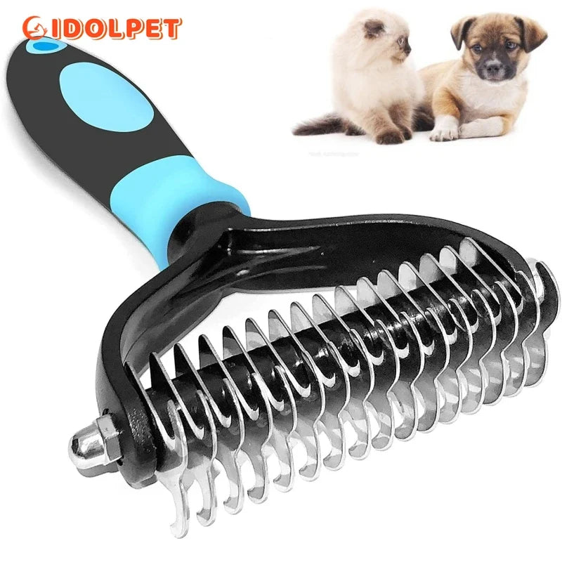 Pet Deshedding Brush: Dual-Sided Professional Grooming Tool for Cats and Dogs  ourlum.com   