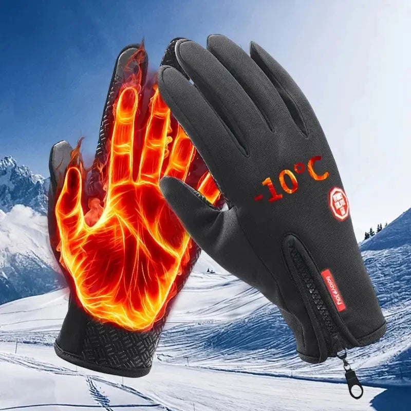 Outdoor Glove Touch Screen Men's And Women's Cycling Zipper Sports Winter Windproof Warm Fleece Mountaineering Ski Sports Gloves