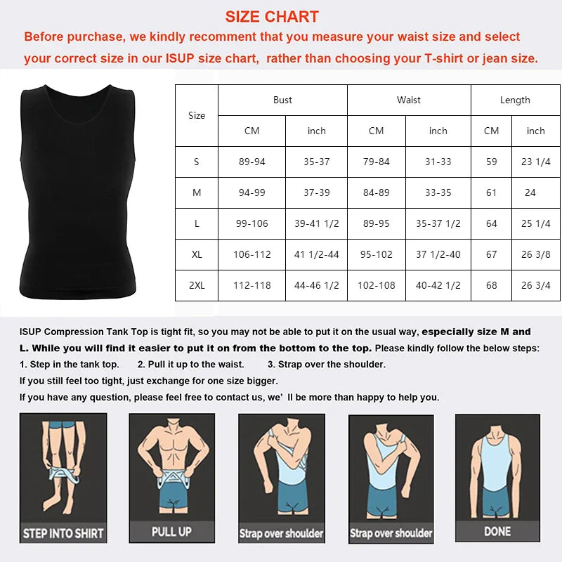 Men's Slimming Compression Vest for Tummy Control - Comfortable Fitness Body Shaper