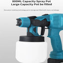 800ML Electric Spray Gun Cordless Paint Sprayer Auto Furniture Steel Coating Airbrush Compatible For 21V Battery  ourlum.com   