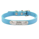 Custom Dog Collar: Engraved ID Anti-lost Leather for Dogs-Cats  ourlum Blue XXS (17-22cm) 