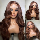 Chocolate Brown Brazilian Human Hair Lace Front Wig 22 Inch