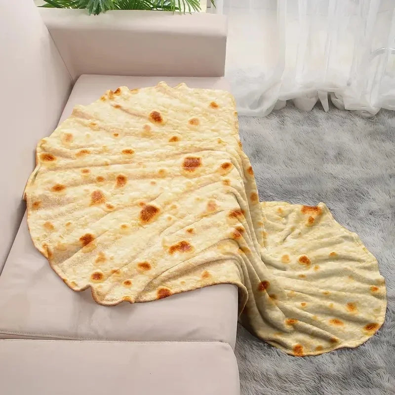 Multi-size Funny Round Corn Tortilla Blanket Soft Warm Throw Blanket for Sofa, Office, Bed, Camping Traveling Flannel Blankets