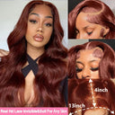 Body Wave Reddish Brown Lace Front Human Hair Wig On Sale