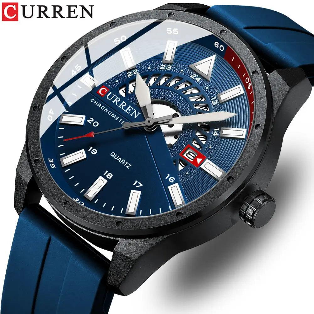 Luxury CURREN Men's Fashion Watch with Silicone Band - Water Resistant Automatic Military Wristwatch  ourlum.com   