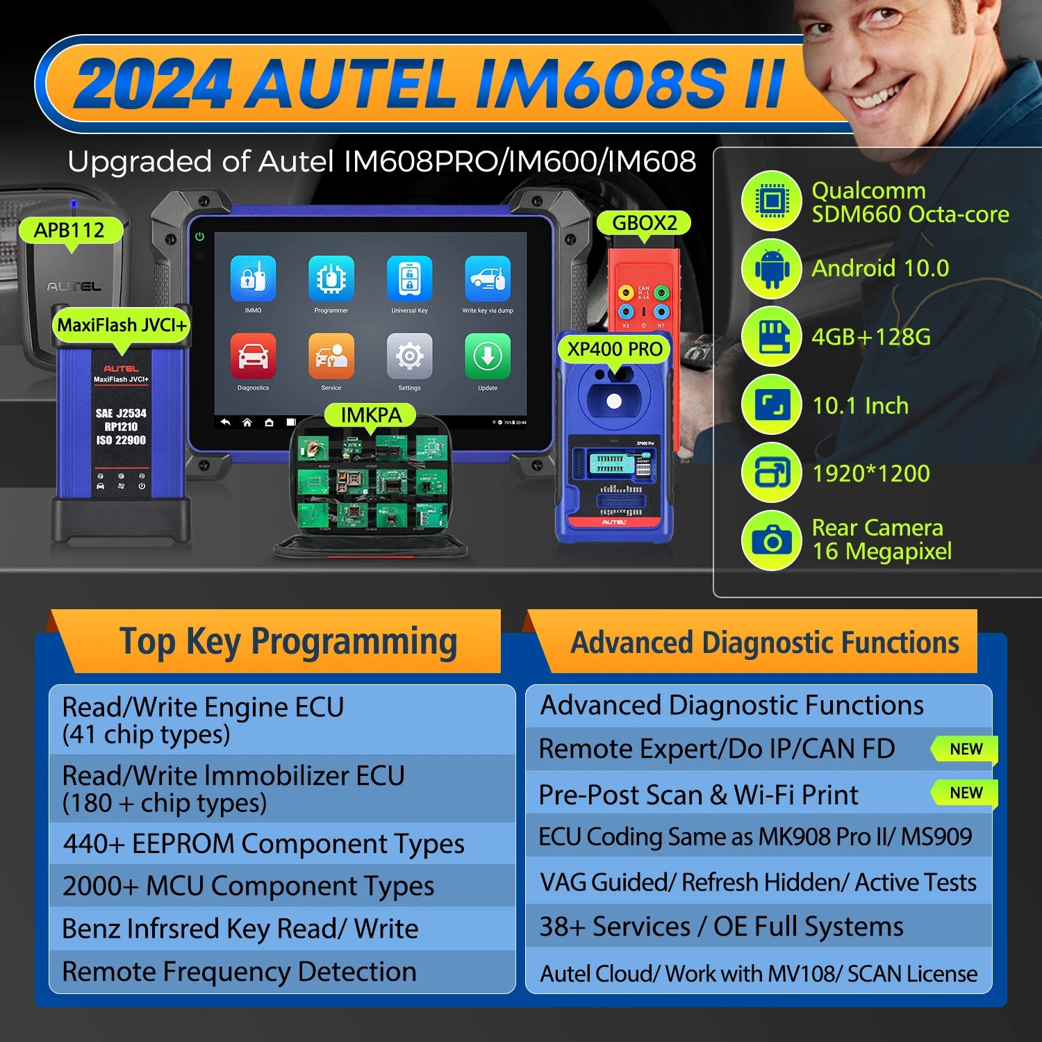 Autel MaxiIM IM608 II Pro Advanced Key Programming and Diagnostic Tool OBD2 Scanner