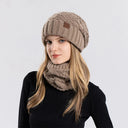 Women Knitted Hat Scarf Set for Outdoor Cycling Warm Protection