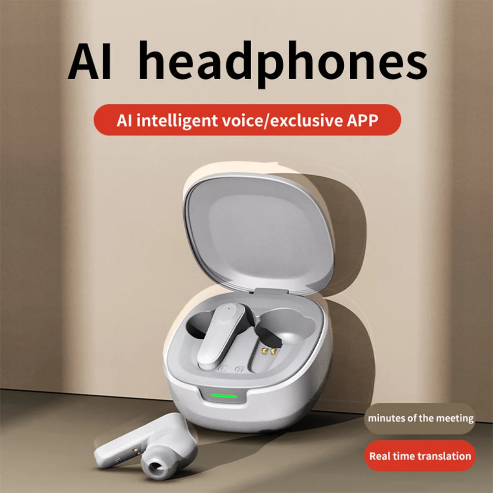 Intelligent AI Translator Earbuds Wirless BT Languages Translation Headphones Real Time Voice Translators for Business Travel