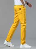 Four Season New Men's Yellow Jeans Fashion Business Casual Straight Denim Stretch Trousers All-match Men's Casual Pants Jeans