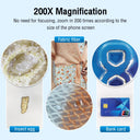 200X Magnification Microscope Lens with CPL Mobile LED Light