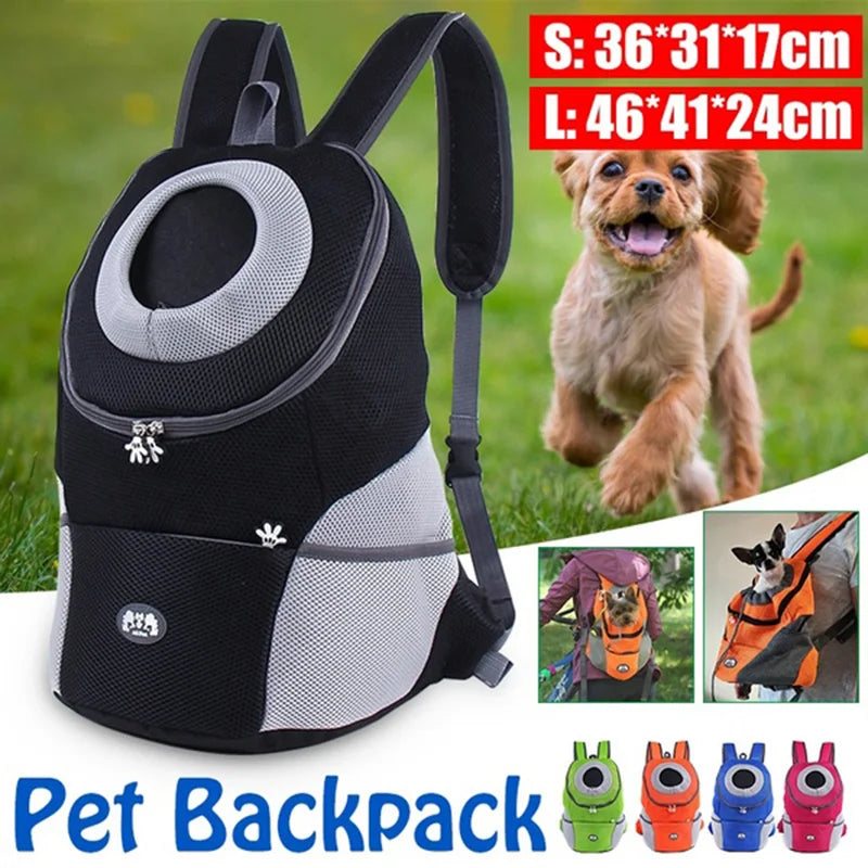 Pet Dog Front Carrier Backpack for Outdoor Adventures - Hands-Free Portable Travel Bag with Mesh Ventilation  ourlum.com   