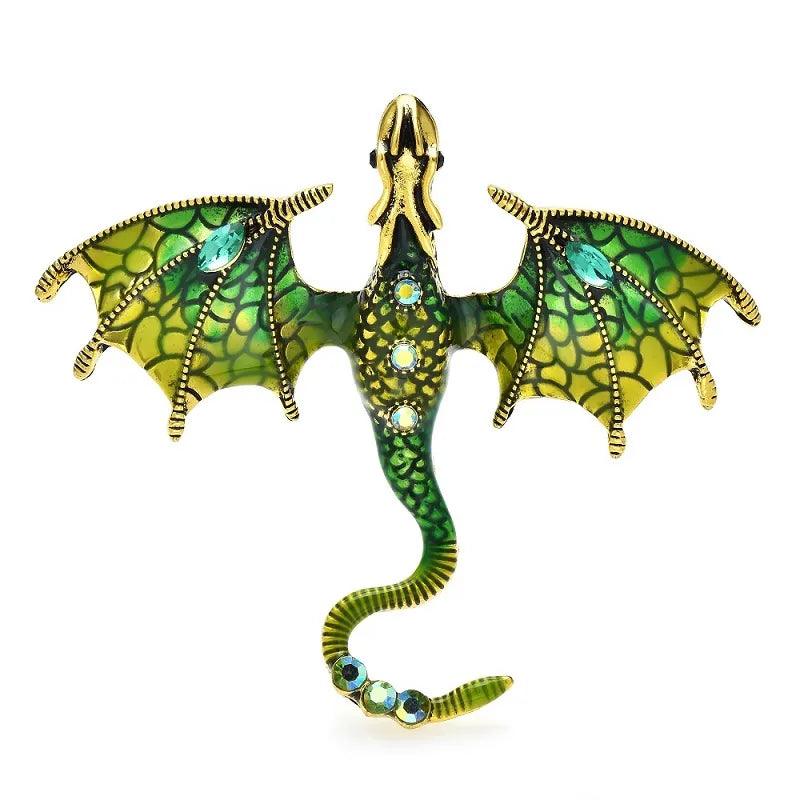 Enamel Dragon Brooch: Mythical Elegance & Sparkling Style for Women Men  ourlum.com green  