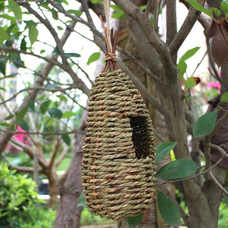 Bird House Natural Fiber Finch Nest Hut Straw Rope Shelter Hideaway  ourlum.com Default Title  