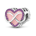 Pink Silver Plated Butterfly Flower Charm Beads for Jewelry