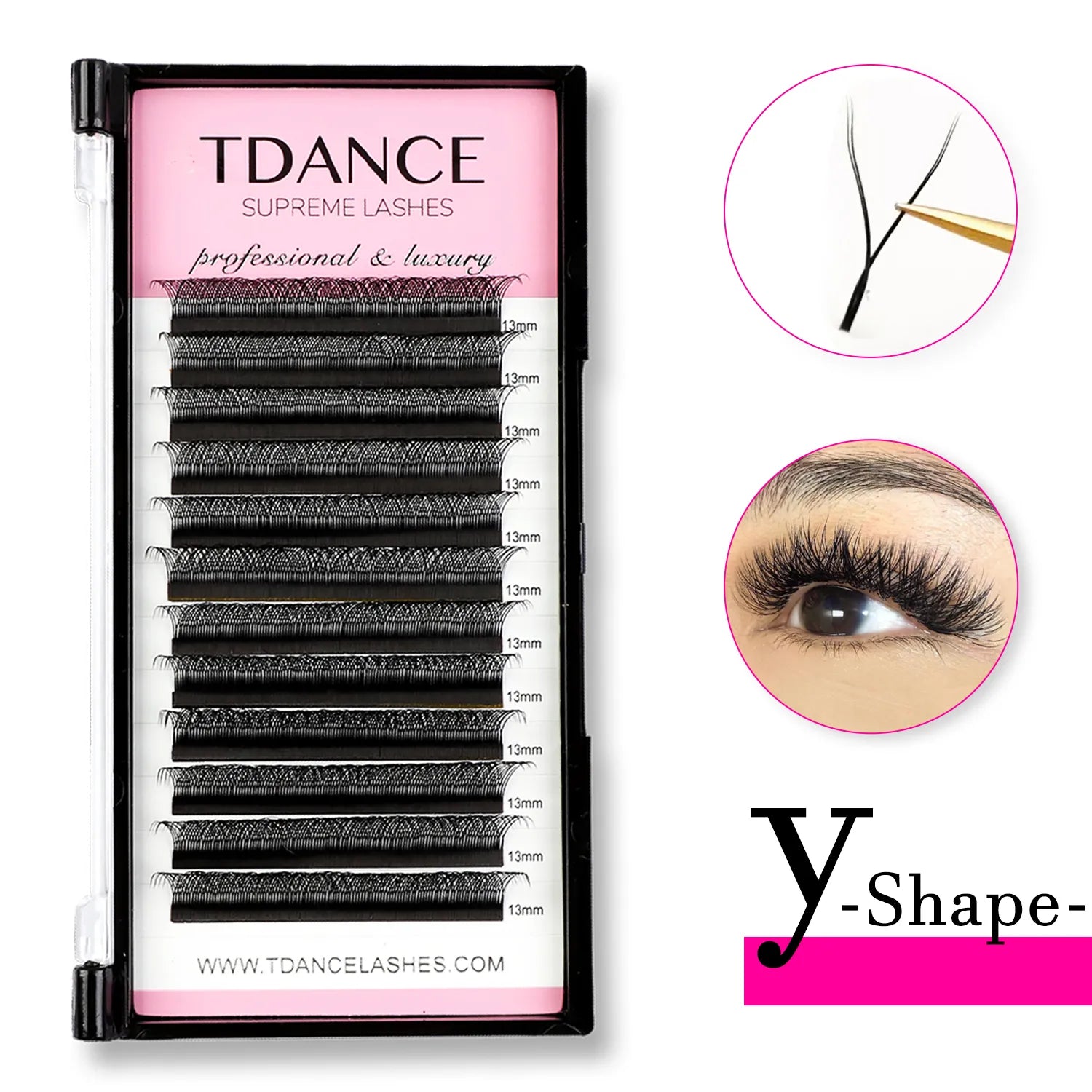 TDANCE 8-15MIX YY Shape Hand Woven Premium Mink Soft Light Natural Eyelashes Extension Makeup Mesh Net Cross False Eyelash  ourlum.com C 0.05mm 8mm