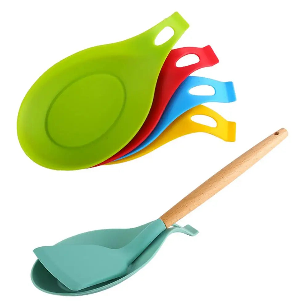 Heat Resistant Silicone Spoon Rest and Kitchen Utensil Organizer - Multi-Color Stove Accessory