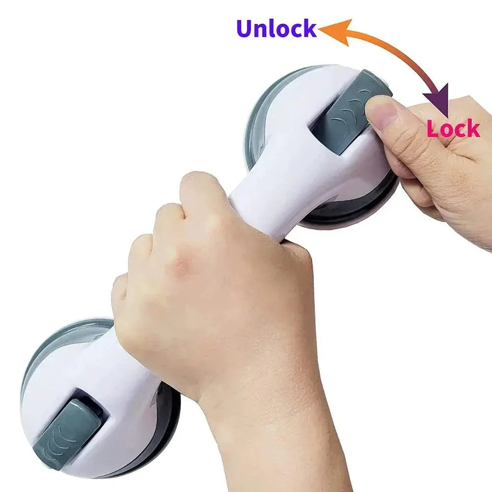 Safety Shower Handle Grab Bars: Easy Install Dual Locking Suction: Bathroom Security ourlum.com