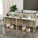 47.2 Inch Extra Long Console Table Sintered Top Gold Legs