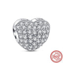 Crown Flowers Heart Silver Bead Charm Elegant Pandora Accessory